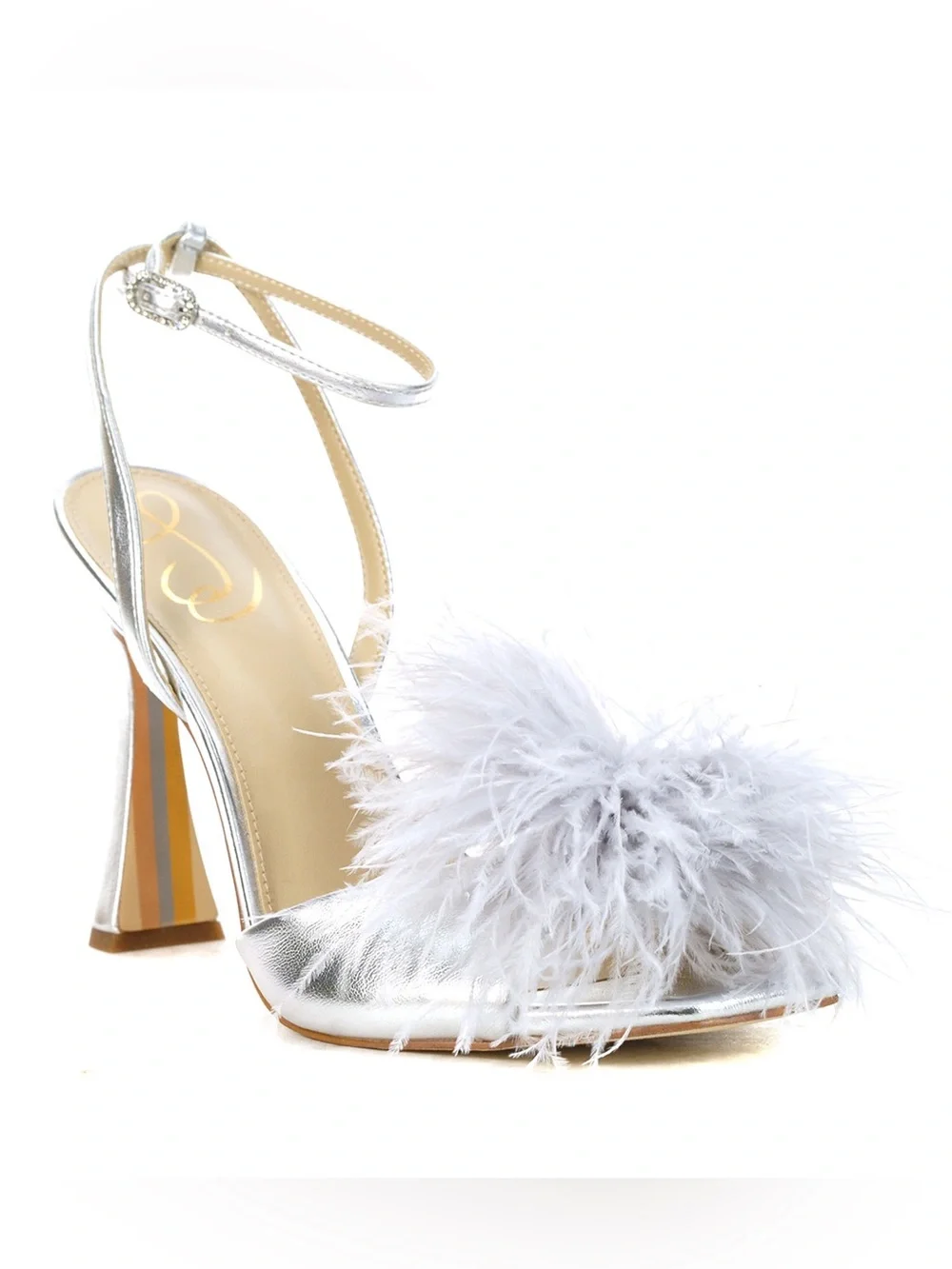 SAM EDELMAN Leon Soft Silver Paris Metallic Ankle Strap High‎ Heels, SZ 6 NIB 📐
